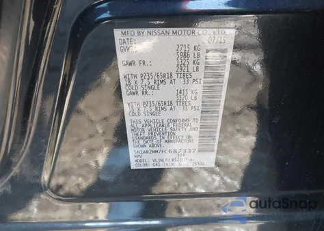 2015 Nissan Pathfinder S from USA, damaged, VIN 5N1AR2MM7FC687337